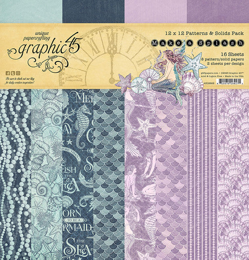 Graphic 45 Make a Splash 12 x 12 Patterns and Solids Pack